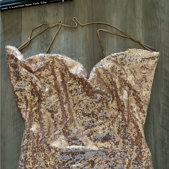NWOT Rose Gold Sequined Mini Dress - Picture 9 of 10